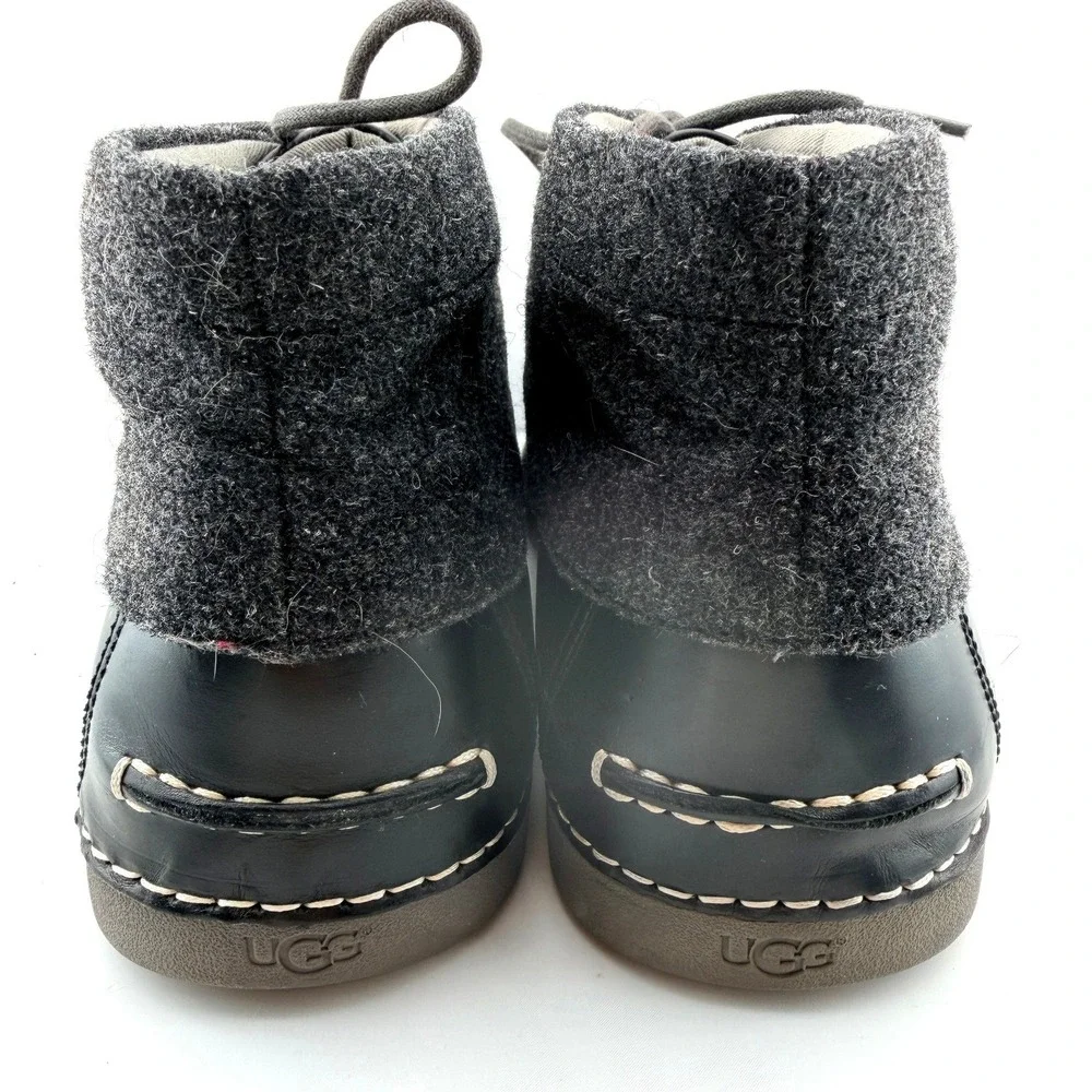 UGG Australia Kaldwell Chukka Boots Mens 13 Black Leather Wool Vibram 1003885